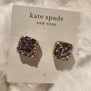 Kate Spade Multicolor Glitter Square Stud Earrings